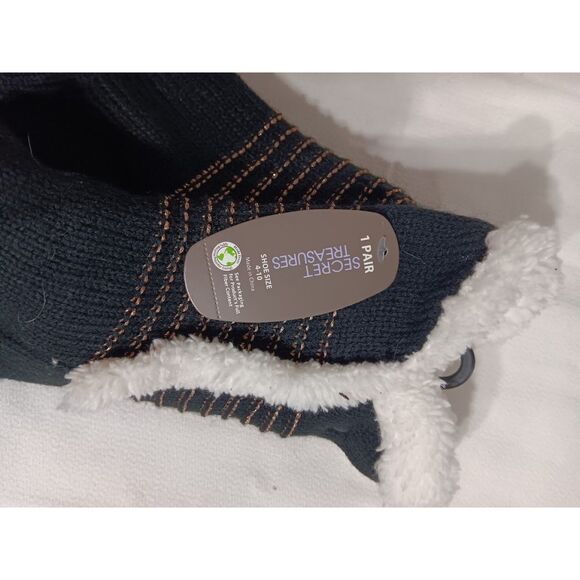 Secret Treasure Slipper Socks shoe size 4-10 Slip Bottoms Faux Fur - Picture 3 of 4